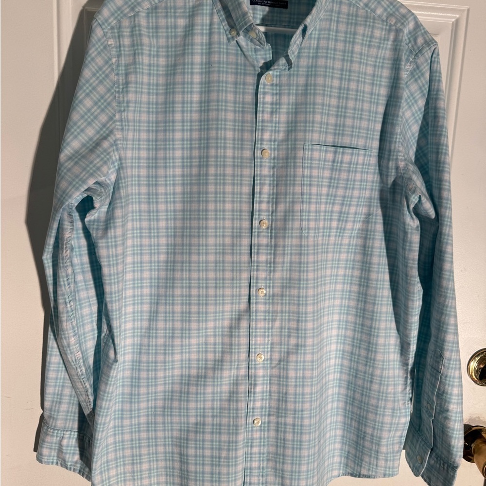 Vineyard Vines Men's Aqua Plaid Button Down Shirt